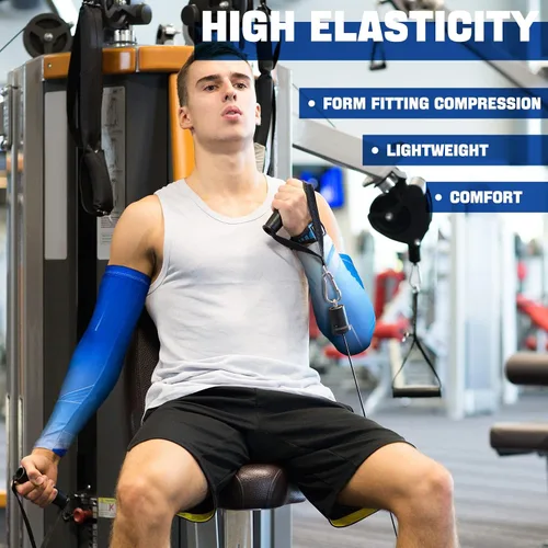 Miniatura 2 de JenPen 4 Pair Arm Sleeves UV Cooling Sun Protection Arm Sleeves Sports Compression for Men to Cover Tattoo