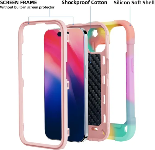 Miniatura 2 de MARKILL Funda compatible con iPhone 15 de 6.1 pulgadas con soporte integrado, [grado militar resistente de cuerpo completo] protección contra Rosa