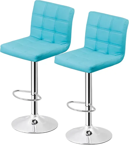 Miniatura 10 de ZenStyle Taburetes de bar de altura de mostrador, juego de 2 taburetes de bar giratorios ajustables, sillas de cuero PU para taburete de cocina