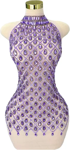 Miniatura 20 de Parches de cristal con cuentas grandes hechos a mano con diseños de apliques de diamantes de imitación para vestido formal de baile (L10-naranja)