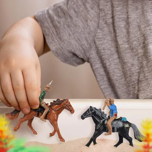 Miniatura 3 de Cowboy Toys Riding Horse Figurines: 4 piezas de figura de acción de vaquero Western Rodeo Toys - Figuras de caballos de plástico con jinete
