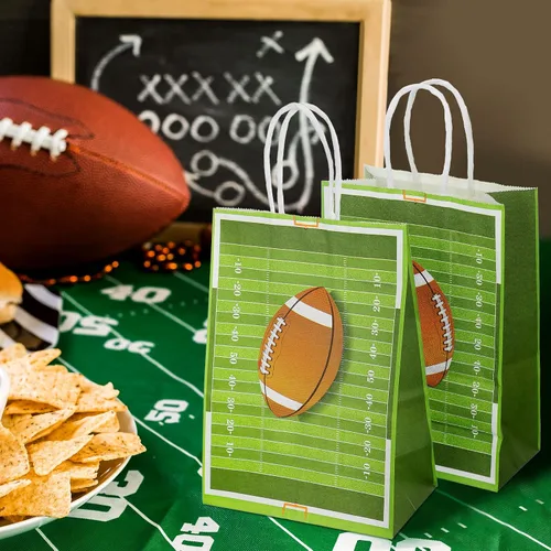 Miniatura 4 de Fainne 30 bolsas de regalo de fútbol americano con asas de 8.3 x 5.9 x 3.1 pulgadas, bolsa de golosinas de fútbol para aperitivos, dulces, regalos
