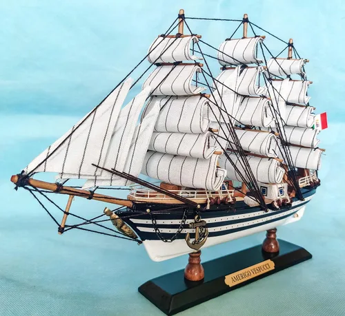 Miniatura 4 de SAILINGSTORY - Modelo de madera Amerigo Vespucci 1/300 escala réplica modelo de barco de vela decoración