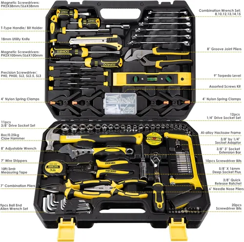 Miniatura 2 de DOWELL Juego de herramientas mecánicas con llave de caja, juego de herramientas de reparación de automóviles, kit de herramientas manual de 228