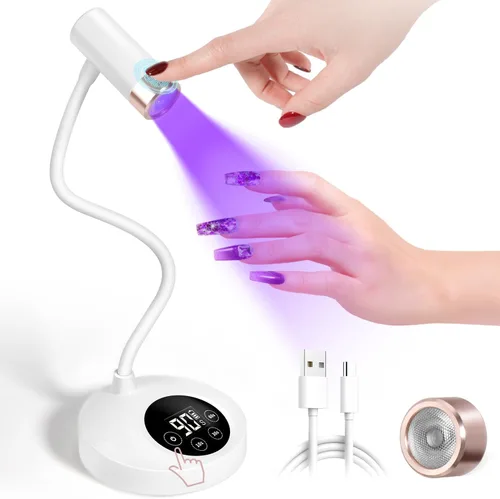 Miniatura 13 de AORAEM Lámpara UV para Uñas, Luz Mini de Cuello de Cisne UV para Uñas de Gel, Lámparas Recargables LED de 36W con 4 Temporizadores y Sensor