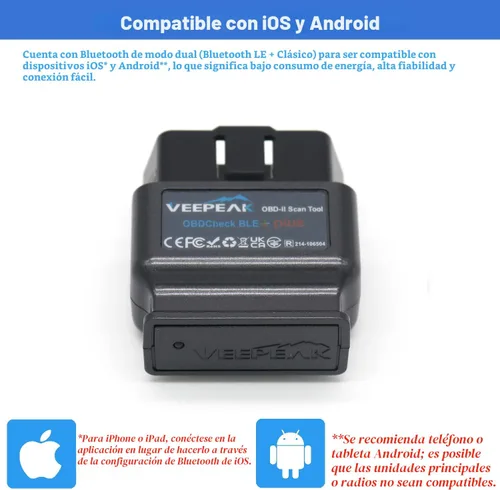 Miniatura 4 de Veepeak OBDCheck BLE+ Bluetooth OBD II escáner para iOS y Android, lector de código de motor de verificación de coche, herramienta de escaneo