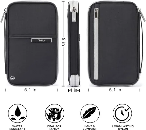 Miniatura 3 de ARTOS Carpeta de viaje para organizador de documentos, Negro -, Cartera Rfid