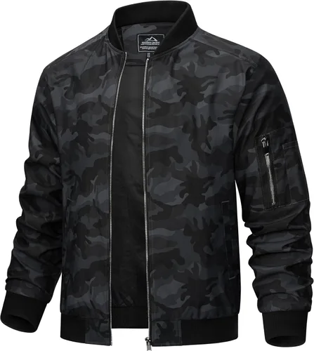 Miniatura 13 de TACVASEN Chaqueta bomber para hombre, ligera, casual, primavera, otoño, cortavientos, con cremallera y bolsillo