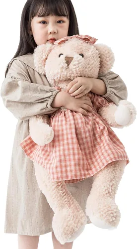 Miniatura 12 de oitscute Oso de Peluche Grande para Bebé con Ropa Animal de Peluche Lindo Juguete Suave de Felpa 25" (Grande Rojo y Marrón)