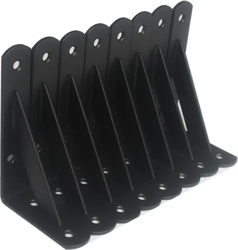 Miniatura 100 de Paquete de 16 soportes de estante resistentes negros de 20 pulgadas de largo x 12 pulgadas de alto con tornillos, soportes de estante de metal