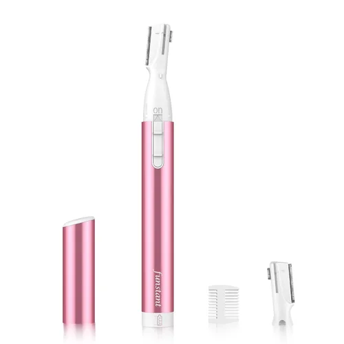 Recortador de cejas mejorado, maquinilla de afeitar eléctrica de precisión para mujer, removedor de vello facial operado por batería con peine, sin