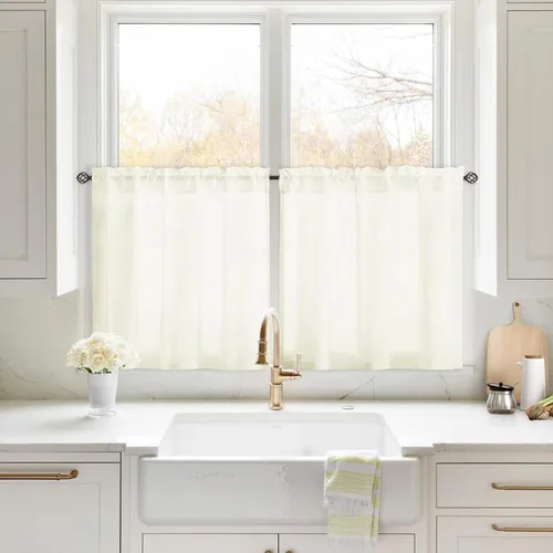 Miniatura 26 de HOMEIDEAS Cortinas Transparentes de Privacidad Blancas No Transparentes, 52 X 45 Pulgadas de Largo 2 Paneles Cortinas Transparentes Filtradoras