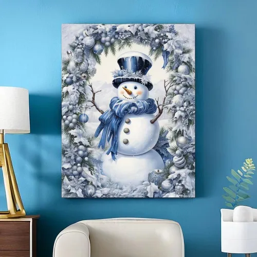 Miniatura 3 de VONBOR Kit de pintura de diamante de muñeco de nieve para adultos y niños principiantes, arte de diamantes de Navidad para adultos, taladro redondo