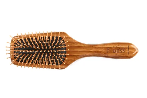 Miniatura 2 de Bass Cepillos Cepillo para peinar y desenredar Pin de nailon de grado profesional Mango de bambú puro Paleta pequeña Acabado sólido Modo
