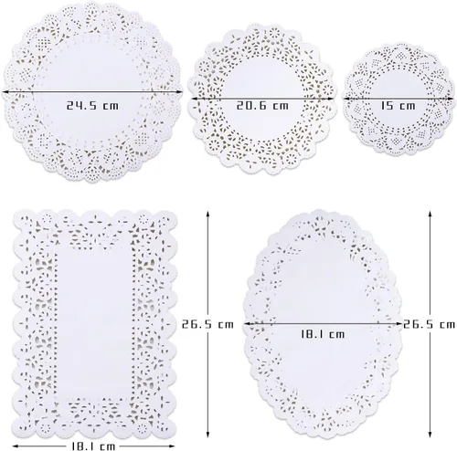 Miniatura 2 de 250 piezas de encaje de papel, varios tamaños, decoración moderna de grado alimenticio a granel, añade elegancia a manualidades, café, pasteles