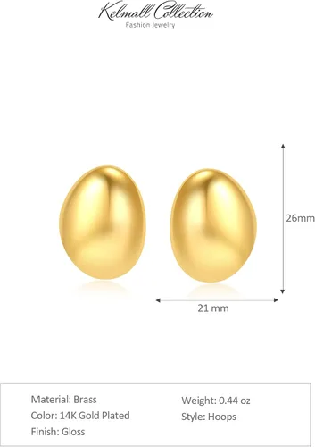 Miniatura 50 de KELMALL Aretes tipo argolla de oro de 14 quilates para mujer, hipoalergénicos, gruesos, redondos, no se deslustra, para orejas sensibles