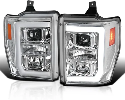 Miniatura 10 de SPEC-D TUNING Faros Proyectores Negros con Barra LED Compatibles con Ford F-250, F-350, F-450, F-550 Super Duty 2008-2010, Juego de Faros Izquierdo