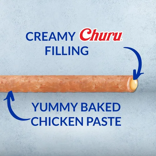 Miniatura 2 de INABA Churu Rollos para perros, golosinas suaves y masticables envueltas de pollo al horno, 0.42 onzas cada tubo, 48 tubos en total, receta de pollo