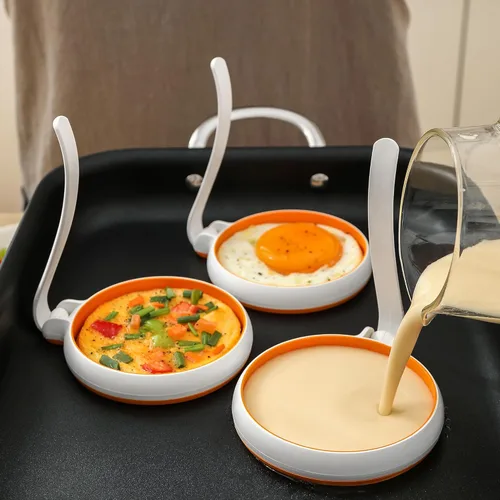 Miniatura 2 de Juego de anillos de silicona para cocinar huevos fritos, antiadherentes, fáciles de usar y limpiar, paquete de 4, molde redondo para huevos