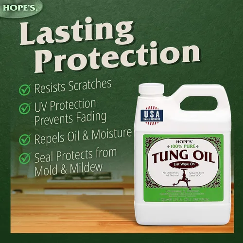 Miniatura 6 de HOPE'S Aceite Tung 100% puro, seguro para alimentos, acabado de madera natural impermeable de alta calidad y sellador para proyectos de interiores