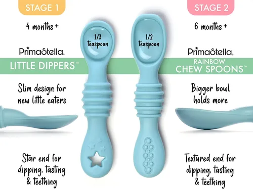 Miniatura 6 de PrimaStella Cucharas de silicona para bebés de 6 piezas, cucharas para bebés de primera etapa, cuchara de entrenamiento para bebés de punta suave