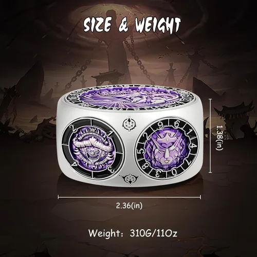Miniatura 4 de DNDND Dados Giratorios 8 en 1 con Doble D20 – Juego de Dados Hexagonales de Metal con Temática de Monstruos D&D para TTRPG Dungeons and Dragons