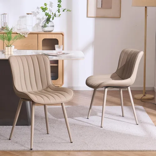 Miniatura 13 de YOUNUOKE Juego de 2 sillas de comedor negras, con tapizado de piel sintética para cocina y comedor con respaldo, silla de acento minimalista de Negro