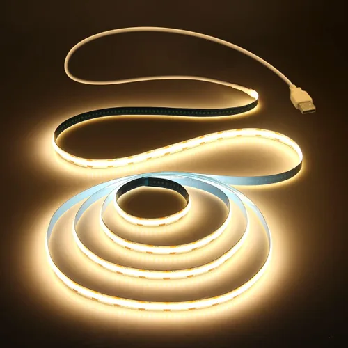 Miniatura 17 de Aclorol COB - Tira de luces LED para TV de 5 V, alimentada por USB, luz blanca cálida, 6.56 pies, 320 LED/M COB, tira de luz flexible para TV