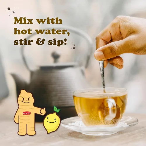 Miniatura 5 de Pocas Honey Ginger - Té instantáneo en polvo, sabor a limón, paquete de 2, extracto de jengibre y miel real, té sin cafeína, 20 paquetes por caja