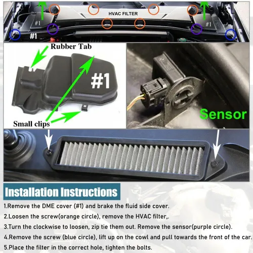 Miniatura 4 de Filtros de Cubierta de Aire Compatibles con BMW E chasis E82 E88 E90 E91 E92 E93 X1 335i 135i 328i Negro