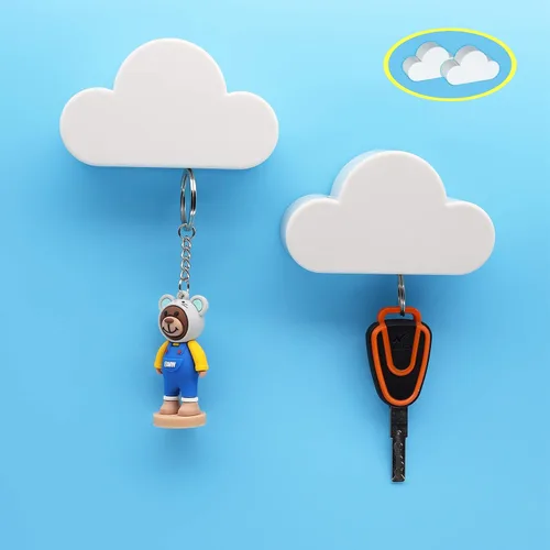 Miniatura 9 de Soporte de pared magnético con forma de nube blanca para colgar las llaves, adorno con diseño creativo y único, fuerte imán para colgar varias