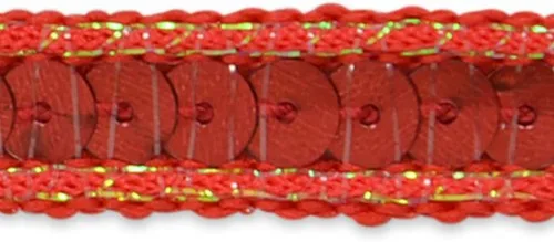 Trims by the Yard Zali - Lentejuelas de una sola fila con borde brillante, color rojo, (corte de 20 yardas)