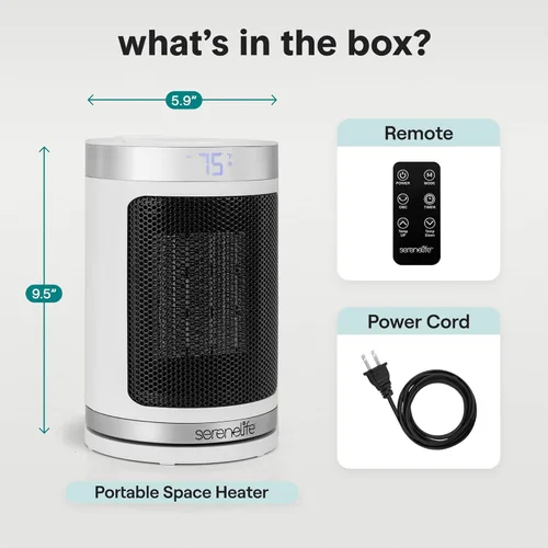 Miniatura 7 de SereneLife Calentador de espacio inteligente: calentador eléctrico para interiores de 1500 W con termostato, control remoto, temporizador de 12 Wifi