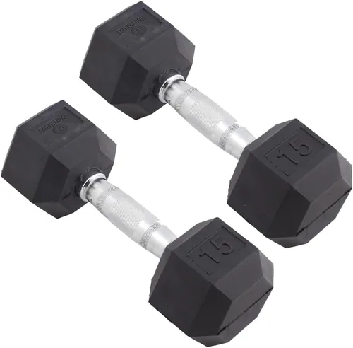 Miniatura 20 de Body Sport Mancuernas hexagonales con revestimiento de goma, par de mancuernas para ejercicios, equipo de entrenamiento de fuerza, accesorios
