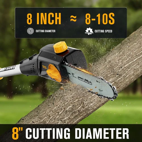 Miniatura 4 de HEINPRO Sierra de Poste Inalámbrica de 8 Pulgadas Compatible con Batería Dewalt de 20V MAX, Sierras de Poste Eléctricas para Poda de Árboles