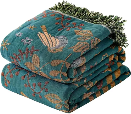 Miniatura 34 de Manta Decorativa Bohemia - Mantas Decorativas de Algodón 100% Suave y Transpirable, 50"x60" Colcha de Algodón Muselina Ligera de 4 Capas, Estampado