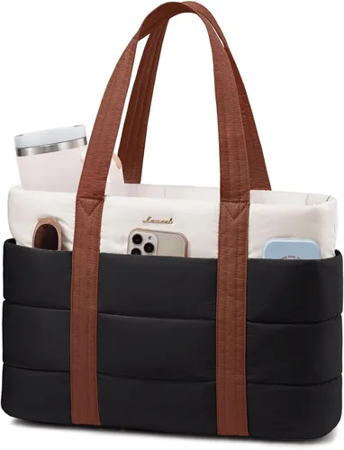 Miniatura 21 de LOVEVOOK: bolsa de mano para mujer, bolsa de trabajo grande acolchada para laptop, bolsa de viaje ligera con cremallera, regalos para mujer