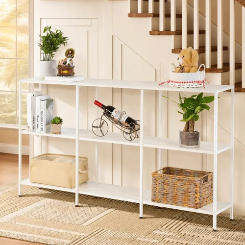 Miniatura 15 de DCLRN Mesa consola, mesa de entrada estrecha y larga con estante de almacenamiento para entrada, vestíbulo, pasillo, sofá, sala de estar, bar, Blanco