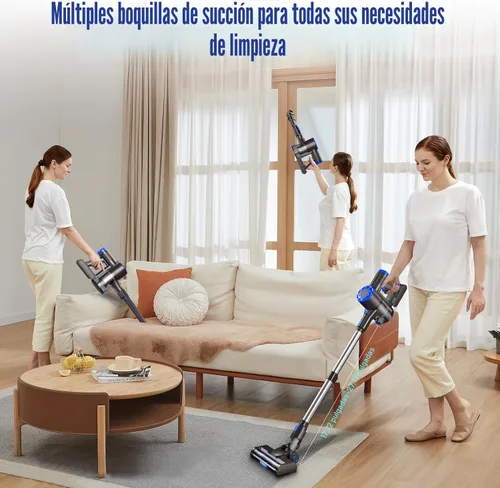 Miniatura 9 de AIRDIYA - Aspiradora inalámbrica, mejorada, de 40 Kpa, 8 en 1, ligera, con autosoporte, taza de polvo de 1.5 L y antienredos, recargable