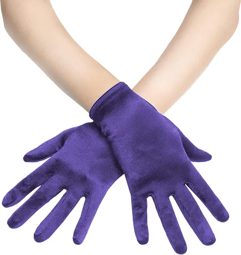 BABEYOND - Guantes cortos de satén para mujer - Guantes de seda para ópera, boda, nupcial, fiesta de té, banquete, disfraz de los años 20,