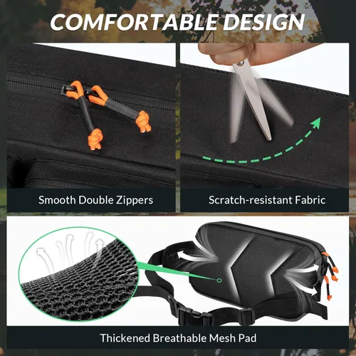 Miniatura 3 de THKFISH Riñonera de pesca - Riñonera impermeable para mujeres y hombres - Bolsa portátil para pesca al aire libre y con mosca (negro, grande)