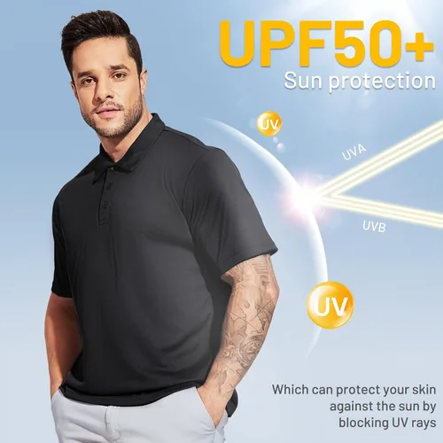 Miniatura 3 de MIER Men's Quick Dry Polo Shirts Polyester Casual Collared Shirts Short Sleeve, Moisture-Wicking, Sun Protection