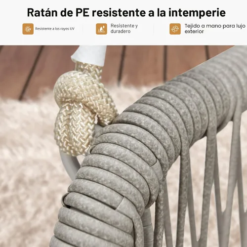 Miniatura 5 de PURPLE LEAF Silla Columpio Nube de 2 Asientos con Soporte Banco Deslizante Loveseat de Mimbre para Patio Colgante Balanceante para Interior Exterior