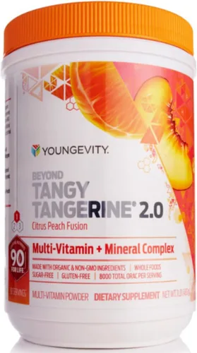 Youngevity Beyond Tangy Tangerine 2.0 Citrus Peach Fusion Complejo multivitamínico y mineral - Hecho con alimentos naturales y integrales | 8,000