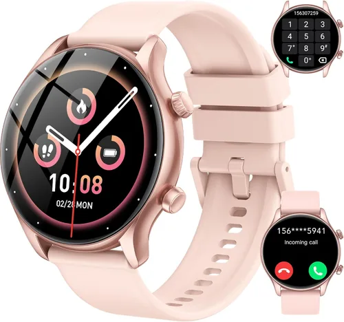 Reloj inteligente para mujer, pantalla HD de 1.39 pulgadas, rastreador de actividad física con llamadas Bluetooth (respuesta/marca/mensaje), reloj
