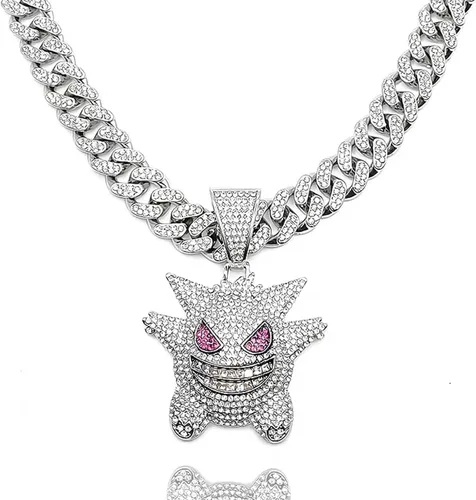 MFJFHK Miami - Cadena de eslabones cubanos para hombre, chapado en oro dorado, collar de hip hop, cadena de diamantes para hombre, joyería de hip