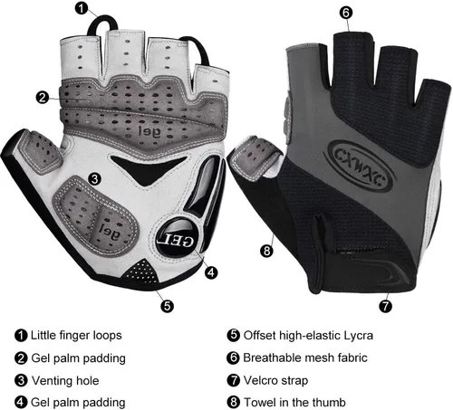 Miniatura 27 de CXWXC Guantes de ciclismo para hombres y mujeres – Guantes de ciclismo transpirables de gel para bicicleta de montaña – Guantes antideslizantes