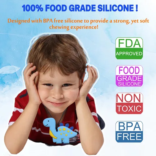 Miniatura 2 de Collares Masticables para Niños Sensoriales, Juguetes Sensoriales para Niños con Autismo, TDAH, TEP, Paquete de 6 Collares Masticables para Alivio