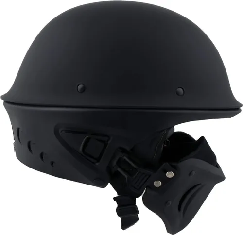 Miniatura 6 de Milwaukee Helmets MPH9830DOT Rascal 3/4 Open Face Flat Black 2 en 1 Casco de motocicleta Biker