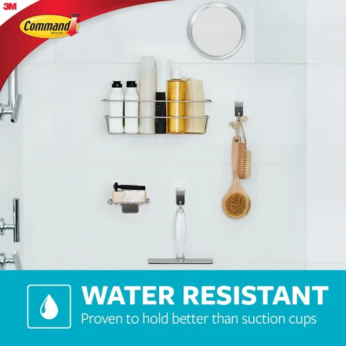 Miniatura 4 de Command Tiras de repuesto para baño, 2 tiras adhesivas medianas y 4 grandes, resistentes al agua, ganchos o contenedores de baño para colgar